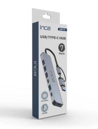 INCA IUTP-7T USB/Type-C Hub X5 USB 3.0 + 2 Type-C Aluminyum Kasa ÇOKLAYICI 